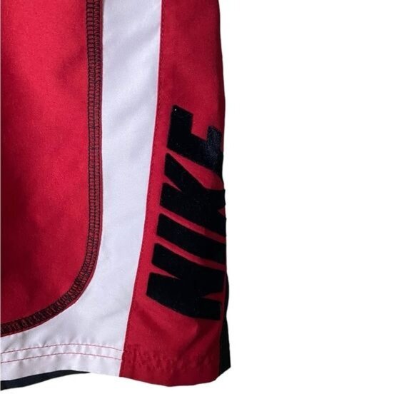 Nike Grey Tag Mens Swim Trunks Size Large Red Black White Drawstring - Picture 2 of 8